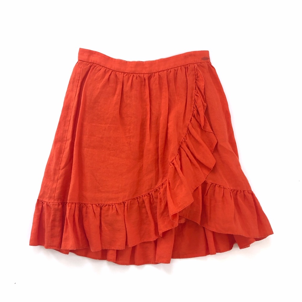 J. Crew Linen Ruffle Wrap Skirt